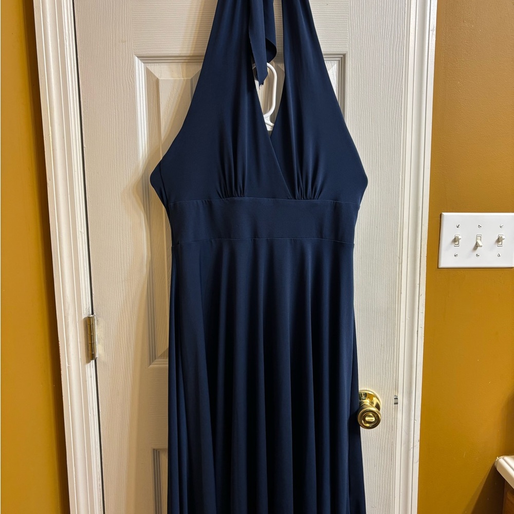 Elegant Navy Halter Dress